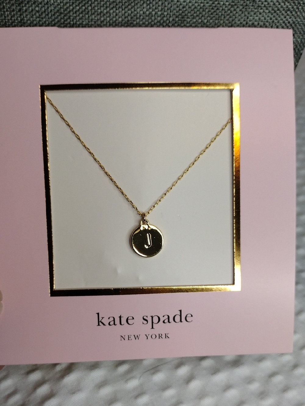 kate spade gold initial J disc necklace